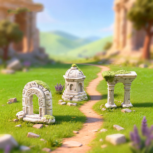 Miniature di Ruine Romane Antiche in Resina, Colonne, Archi e Cancelli per Micro Paesaggi, Decorazioni Fai-da-Te per Giardini delle Fate - Product Image 2