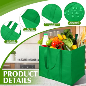 Sac en tissu non tissé en polypropylène noir renforcé, réutilisable, avec poignée robuste, personnalisable pour le shopping - Product Image 4