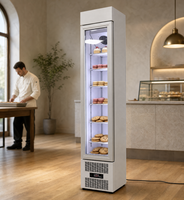 Congélateur vertical mince à refroidissement direct avec compresseur, pour la présentation de glaces et de gâteaux, avec porte vitrée et plateau en marbre