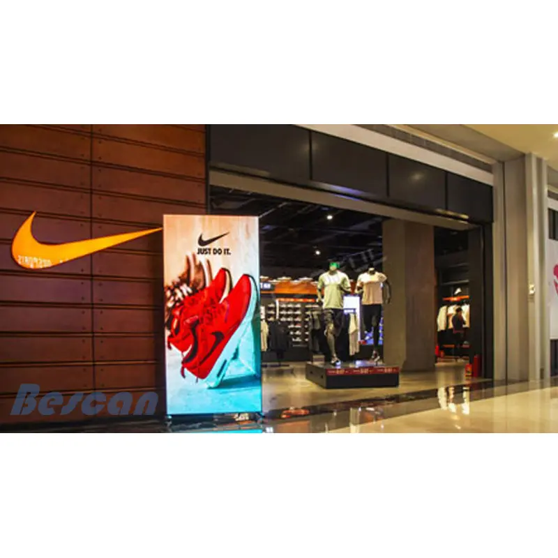 Bescan Indoor Reclame Poster Led Scherm P1.8 P 2.5Mm Vloer Staande Full Color Led Display Digitale Led Panel Poster