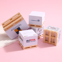 Bloc-notes personnalisé avec logo, imprimé sur 4 faces, avec palette en bois, pour fournitures scolaires et de bureau.