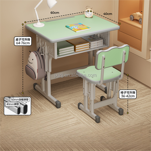 Meubles scolaires réglables - Ensemble bureau et chaise individuels en métal pour salle de classe <span class=keywords><strong>primaire</strong></span>, fabriqués en <span class=keywords><strong>MDF</strong></span> - Product Image 4