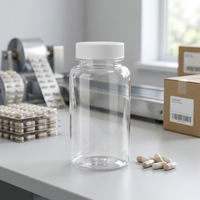 Conteneur vide en PET transparent pour compléments alimentaires, flacon en plastique pour pilules, capsules, comprimés