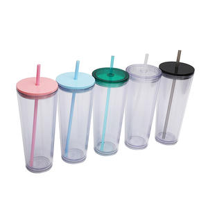 Vaso de Plástico Transparente de Doble Capa, Estilo Europeo y Americano, de Gran Capacidad, Simple, para Exteriores, con Pajita - Product Image 5