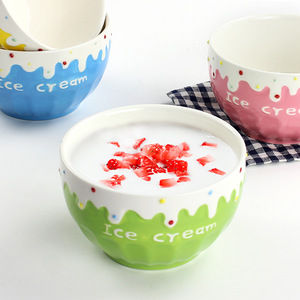 Tazón de Cerámica para Helado <span class=keywords><strong>Infantil</strong></span>, Apto para Microondas, Diseño de Dibujos Animados, para <span class=keywords><strong>Desayuno</strong></span>, Yogur, Fruta y Ensalada - Product Image 1
