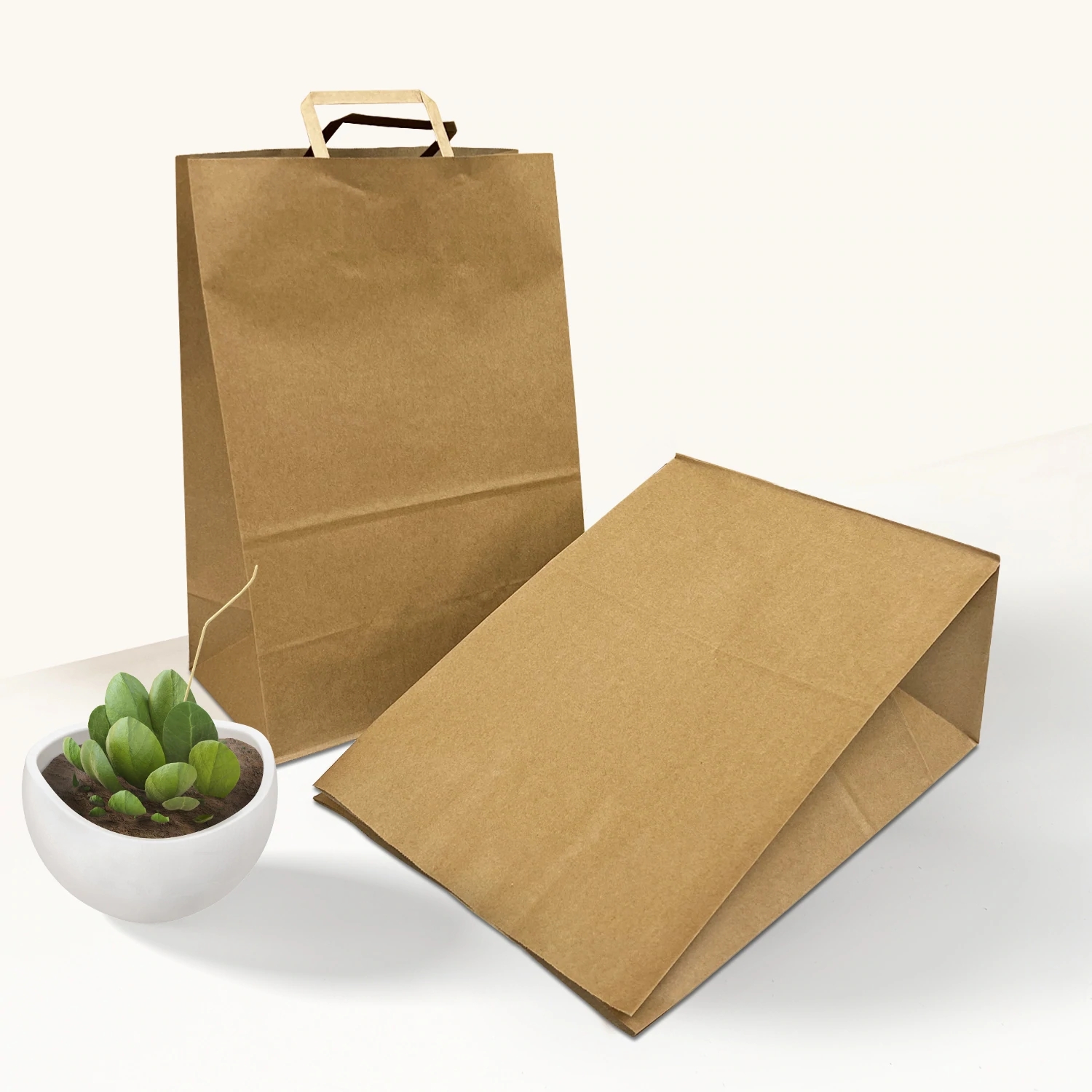 Kraft Paper Bags with Flat Handles 12x7x17 inches