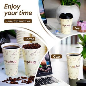 Vasos de papel desechables de 12oz y 16oz de pared simple para bebidas calientes - Product Image 5