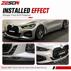 Divisor Delantero de Fibra de Carbono Real ZESON, Estilo 3D, 3 Piezas, para <span class=keywords><strong>BMW</strong></span> Serie 4 G22 G23 M440i 430i Coupé <span class=keywords><strong>2021</strong></span>+ - Product Image 2