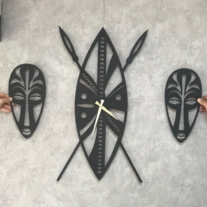 <span class=keywords><strong>Horloge</strong></span> <span class=keywords><strong>murale</strong></span> <span class=keywords><strong>africaine</strong></span> de grande taille en métal, style vintage, décoration intérieure artistique - Product Image 6