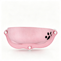 Hamac pour chat à ventouse en feutre multicolore en forme de croissant, lit pour animal de compagnie à suspendre sur vitre