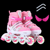 Nouveaux patins à roulettes ajustables pour enfants, ensemble complet, patins colorés