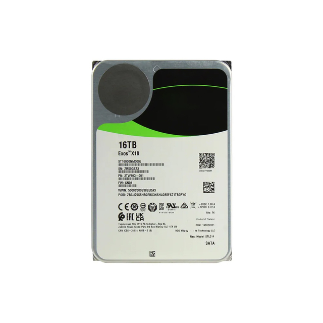 Exos X18 ST16000NM007J 16TB Enterprise SAS FIPS HDD 12Gb/s 7200RPM 256MB Secure Data Storage Drive