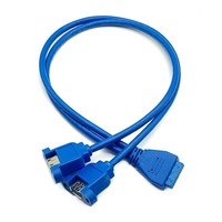 Câble de carte mère USB3.0, conducteur en cuivre pur étamé, double USB 3.0 femelle 20 broches mâle, panneau frontal, tresse en PVC, support d'ordinateur, données