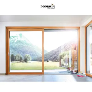 Latest design modern broken bridge aluminum door with glass door and wood sliding door