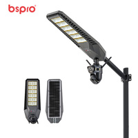 Lampadaire solaire Bspro 300W avec caméra 4G CCTV PTZ, capteur de mouvement IP65, reconnaissance faciale IA pour cour, villa, route rurale