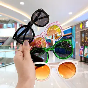 2024 New Product Wholesale Custom Logo Round Fashion Color Girls Children Kids Uv400 Polarized Sunglasses