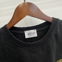 Vente en gros Nouveaux T-shirts d'été pour hommes Mode Vintage Délavé à l'acide Coupe Oversize Épaules Tombantes Grailz