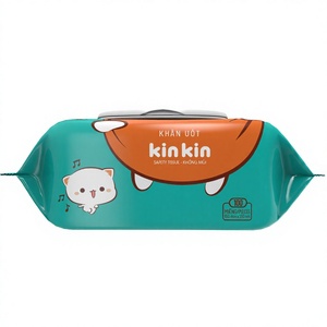 Lingettes humides pour bébé KinKin OEM, 30 pièces, non tissées, personnalisables, entièrement colorées, lingettes stériles à haute teneur en rayonne, sans agent fluorescent, en provenance du Vietnam - Product Image 1