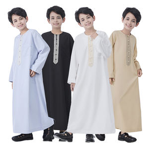 Moyen-Orient nouveau modèle adolescent garçons Robe longue Thobe Thawb sud-est asiatique arabe Hui ethnique enfants Abaya Costume Applique bord Thawb - Product Image 2