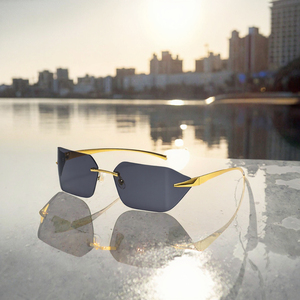 New Arrival Unisex Rimless Rectangle Sunglasses UV400 Metal Frameless <b>Sun</b> Glasses with Square <b>Shades</b> Eyewear Fashion Style - Product Image 2