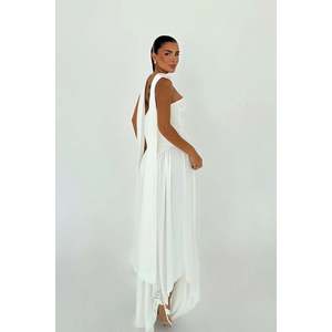 Vestido de Noche Blanco Estilo Sinatra Vintage, Talla XL, Largo hasta el Suelo, con Abertura, Cintura Imperio, para Fiestas Formales, Estilo Vintage de Invierno - Product Image 1