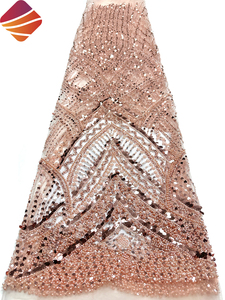 High Quality Bridal Lace Fabric Heavy Hand Beaded Lace Fabric Luxury Pearls <strong>Embroidery</strong> Sequined Lace <strong>Material</strong> for Wedding Dress - Product Image 2