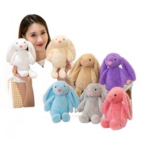 Logo de broderie personnalisé d'usine lapin de Pâques en peluche longue oreille lapin Peluche mignon peluche jouets pour cadeaux