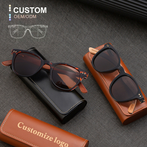 2025 Custom Logo Print Wood Sunglasses Round Womens Fashionable Popular Handmade Bamboo Polarized Black Men Sunglasses