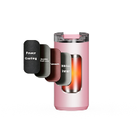 Gobelet isotherme en acier de 16oz et 20oz avec logo personnalisé, revêtement poudré, poignée, couvercle avec paille, sans BPA, anti-fuite