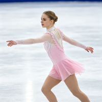 Robe de patinage rose à col montant, manches longues en maille à volants, dos découpé ovale avec strass, pour enfants et adultes, compétition et performance