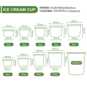 Tùy chỉnh chuyên nghiệp in thực phẩm dùng một lần lớp kem tráng miệng bao bì thực phẩm Takeaway Cốc giấy với nắp phẳng - Product Image 3
