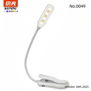 Led Clip Desk Lamp 7 Led Bulbs 3 Light Modes Touch Control <b>Battery</b> Powered Reading Room White Plastic Minimalist Design - Product Image 3