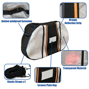<span class=keywords><strong>Housse</strong></span> de <span class=keywords><strong>protection</strong></span> toutes saisons anti-poussière pour porte-vélos avec bordure orange haute visibilité et sangles de fixation sécurisées pour porte-vélos de voiture et moto - Product Image 5