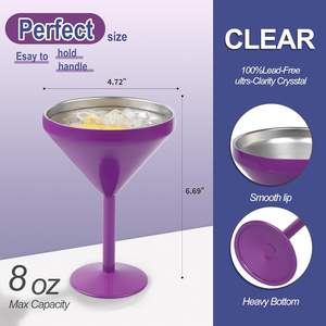 240ml personalizado al por mayor de alta calidad vaso de chupito aislado al vacío Margarite Goblet 304 taza de acero inoxidable con tapa para fiesta campamento - Product Image 4