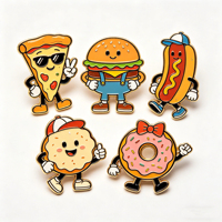 Épinglette en émail dur personnalisée OEM ODM, motif alimentaire adorable (pizza, frites), en alliage, pour collection ou cadeau
