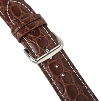 Bracelet de montre en cuir de veau véritable 12-22 mm, grain crocodile, boucle ardillon classique, bracelet de remplacement, logo personnalisé OEM