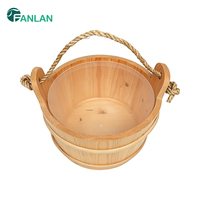 Ensemble seau et louche de sauna Fanlan en bois brillant avec doublure anti-fuite pour salle de sauna commerciale