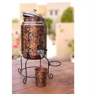 Récipient d'eau en cuivre imprimé au design personnalisé, distributeur d'eau artisanal et naturel pour la maison et l'hôtel au prix d'exportation - Product Image 2