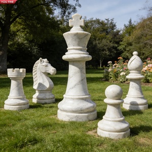 Juego de Esculturas de <span class=keywords><strong>Ajedrez</strong></span> de Mármol Blanco YOUFINE para Decoración de Jardín Exterior - Product Image 6