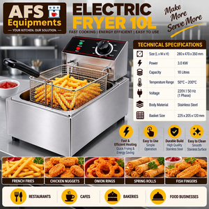 Friteuse électrique AFS Equipments 10L en acier inoxydable, friteuse commerciale à cuisson rapide - Product Image 3