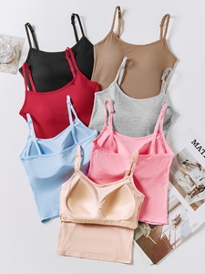 Top <span class=keywords><strong>Canotta</strong></span> da Donna OEM all'ingrosso, senza cuciture, modellante, casual, <span class=keywords><strong>con</strong></span> <span class=keywords><strong>spalline</strong></span> regolabili, reggiseno integrato a costine, modello corto - Product Image 5