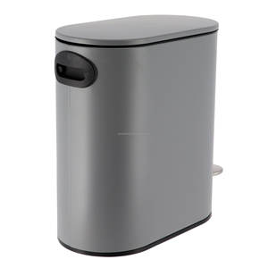 Juego de 2 Contenedores de Basura de Acero Inoxidable para <span class=keywords><strong>Baño</strong></span>, Cubo de Basura Ovalado de 5L con Pedal y Escobilla para Inodoro - Product Image 4