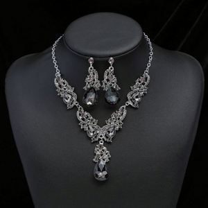 Parure Collier et Boucles d'Oreilles Diamant pour Femme, Style Rétro, en Alliage Électroplaqué, Bijoux à Sertissage Clos en Diamant de Laboratoire, Accessoires pour Robe de Soirée - Product Image 3