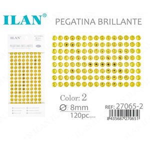 Ilan Pegatina Brillante 8mm Giallo 120pz Strass con Fondo Piatto da Incollare - Product Image 2