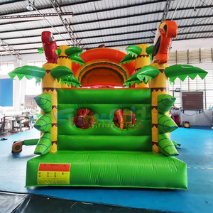Castillo inflable con tobogán y pista de obstáculos de jungla para fiestas infantiles al aire libre, estilo zoológico. - Product Image 4