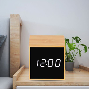 Đèn <span class=keywords><strong>LED</strong></span> Kỹ Thuật Số Bằng Gỗ Mini Với Màn Hình Hiển Thị Nhiệt Độ Độ Sáng Có Thể Điều Chỉnh <span class=keywords><strong>Cube</strong></span> Snooze Đồng Hồ Báo Thức Bàn & Đồng Hồ Để Bàn - Product Image 5