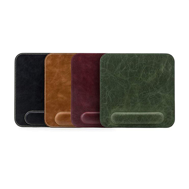 Luxury Genuine Leather Mouse Pad with Wrist Rest for Office Business Men
