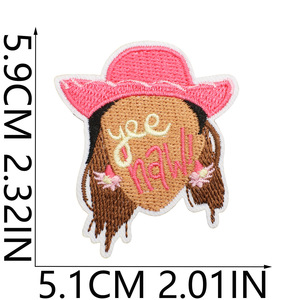 Factory Price Twill West Cowboy Tactical Hook and Loop Badge <b>Patch</b> Pink Iron <b>on</b> Embroidered <b>Patch</b> for Clothing - Product Image 4