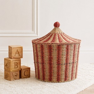 Handmade Paper <b>Rope</b> Woven <b>Storage</b> <b>Basket</b> Round 20-35L Circus Style Toy Organizer - Product Image 1