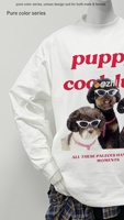 T-shirts à manches longues pour hommes, style streetwear, basiques, légers, coupe ample, imprimé lettres et motif chien de dessin animé, OEM